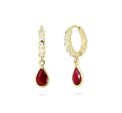 Gemstone Teardrop Huggies