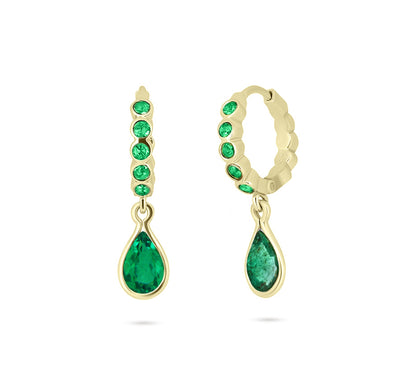 Emerald Teardrop Huggies