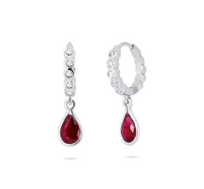Gemstone Teardrop Huggies